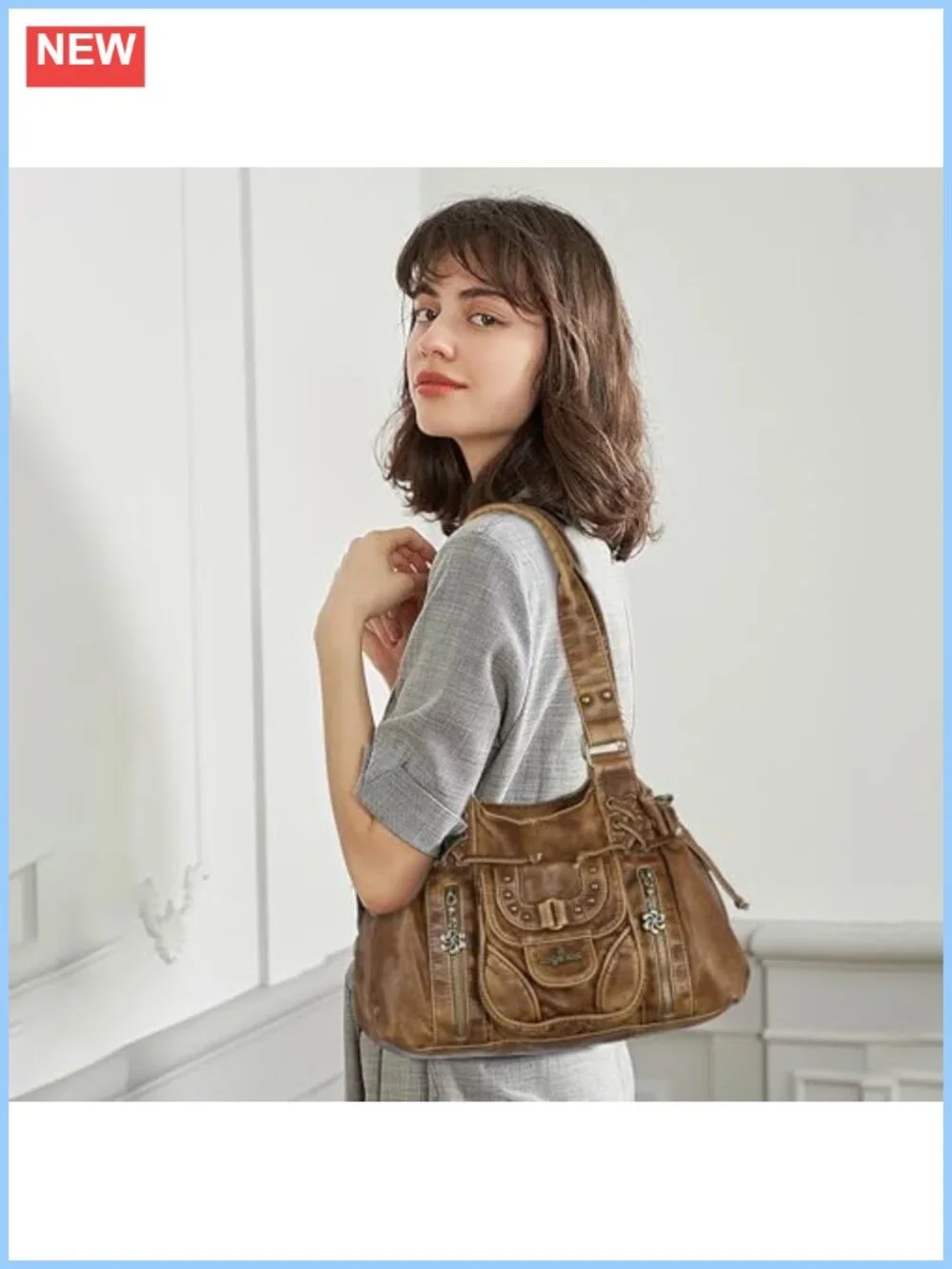 Small Hobo Bag for Women Faux Leather Shoulder Handbag Crossbody Purse with